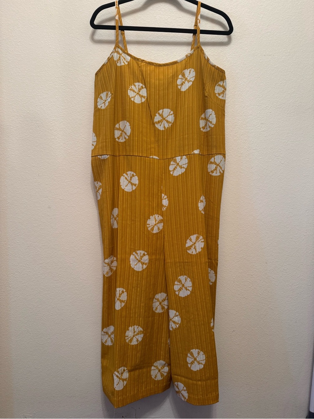 World Market Aina Mustard Yellow Sand Dollar Jumpsuit with Pockets SMALL